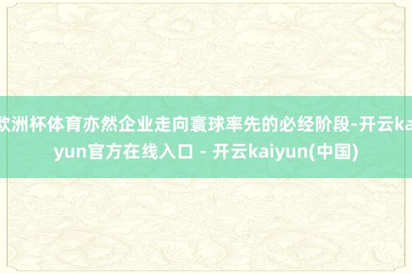 欧洲杯体育亦然企业走向寰球率先的必经阶段-开云kaiyun官方在线入口 - 开云kaiyun(中国)